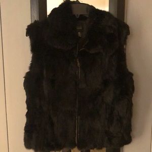 Saks Fifth Avenue Black 100% rabbit fur vest.